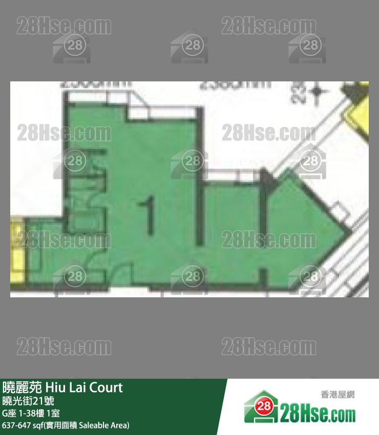 曉麗苑 G座21樓 1室 平面圖