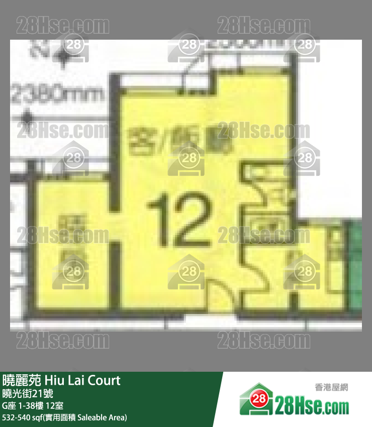 曉麗苑 G座37樓 12室 平面圖