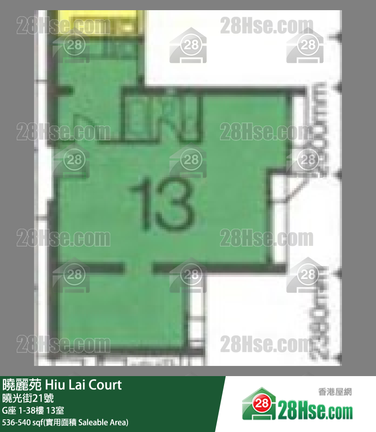 曉麗苑 G座37樓 13室 平面圖