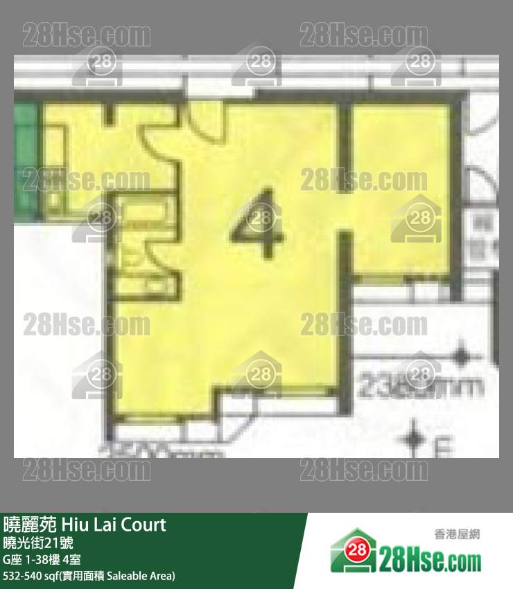 曉麗苑 G座35樓 4室 平面圖