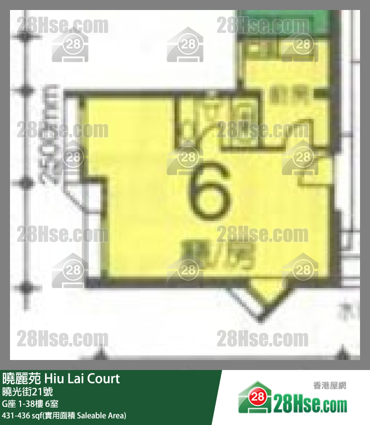 曉麗苑 G座 28樓 6室 平面圖