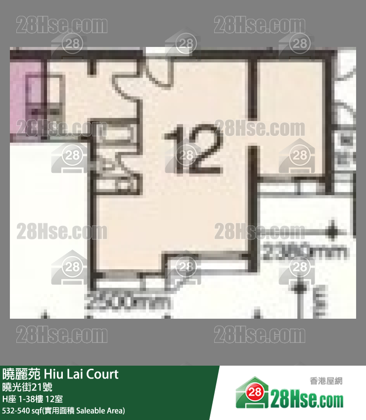 曉麗苑 H座28樓 12室 平面圖