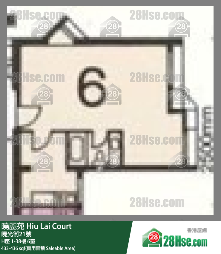 曉麗苑 H座 25樓 6室 平面圖