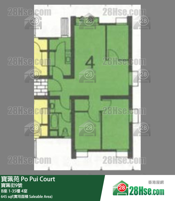 寶珮苑 B座11樓 4室 平面圖