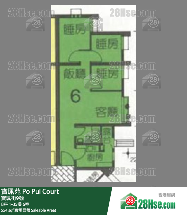 寶珮苑 B座31樓 6室 平面圖