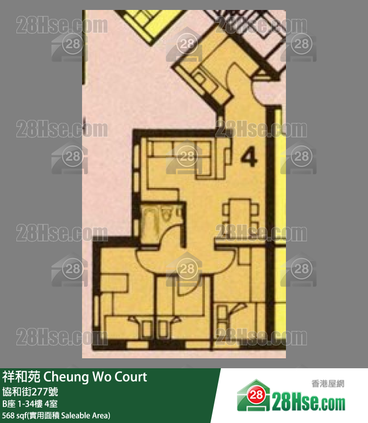 祥和苑 B座30樓 4室 平面圖