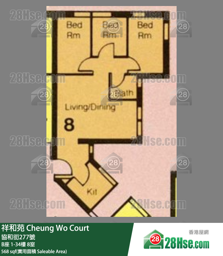 祥和苑 B座32樓 8室 平面圖