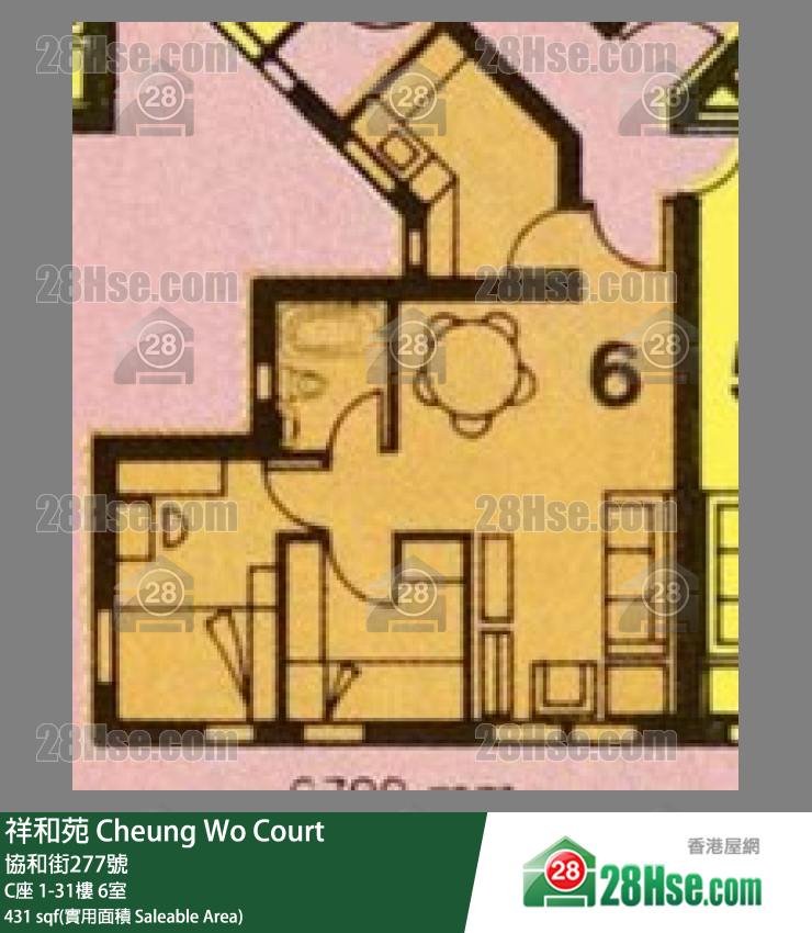 祥和苑 C座28樓 6室 平面圖