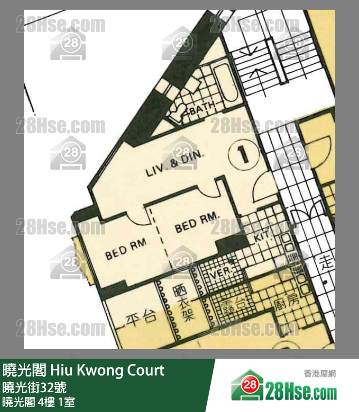 晓光阁 晓光阁4楼 1室 平面图