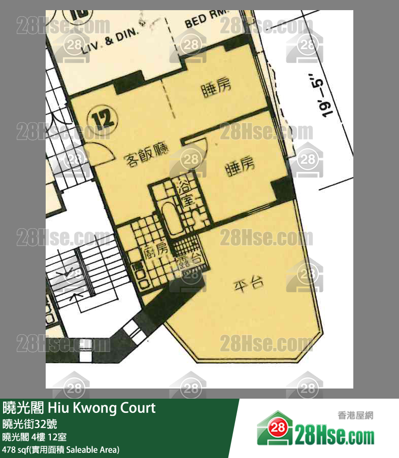 晓光阁 晓光阁 4楼 12室 平面图