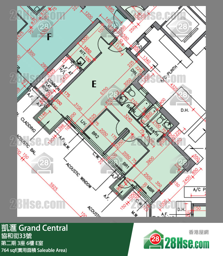 凱滙 第二期 3座 6樓 E室 平面圖