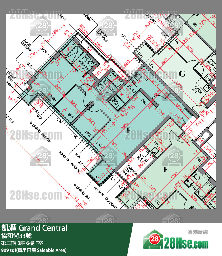 凱滙 第二期 3座 6樓 F室 平面圖