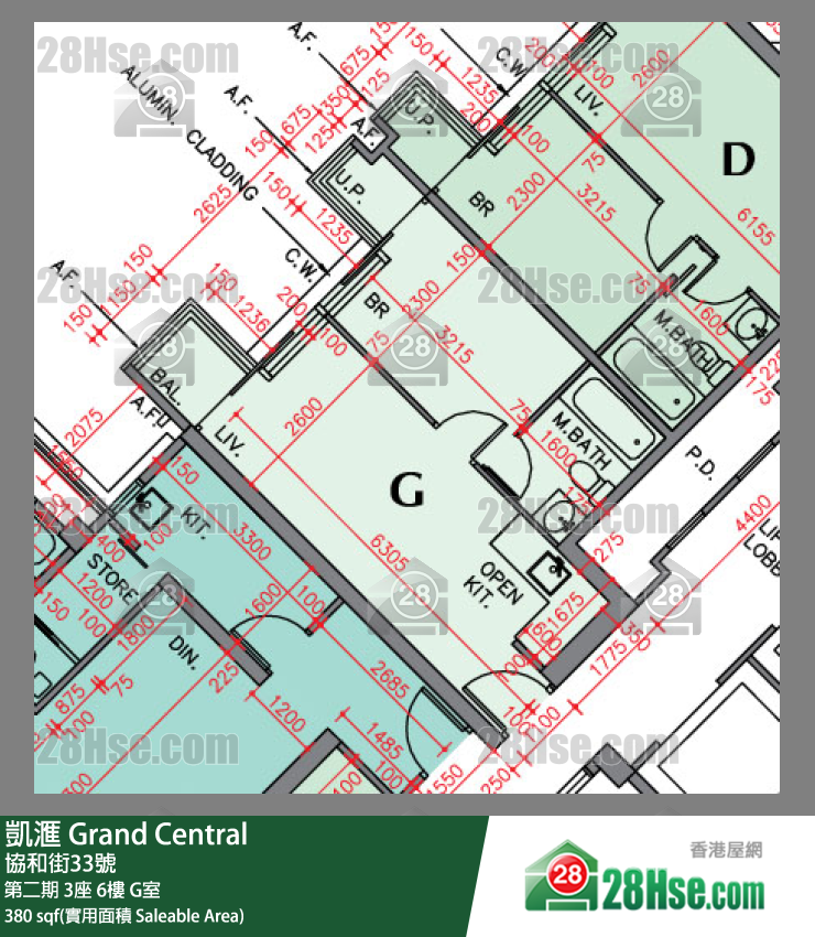 凱滙 第二期 3座 6樓 G室 平面圖