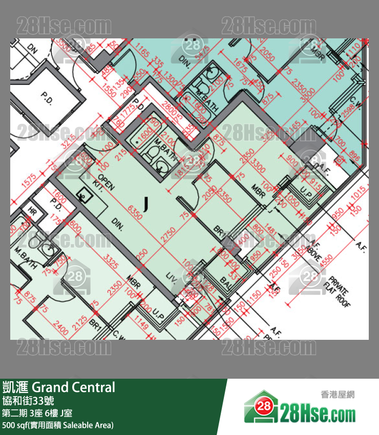 凱滙 第二期 3座 6樓 J室 平面圖