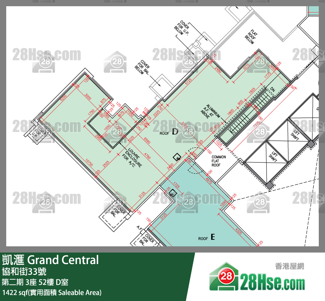 凱滙 第二期 3座 52樓 D室 平面圖