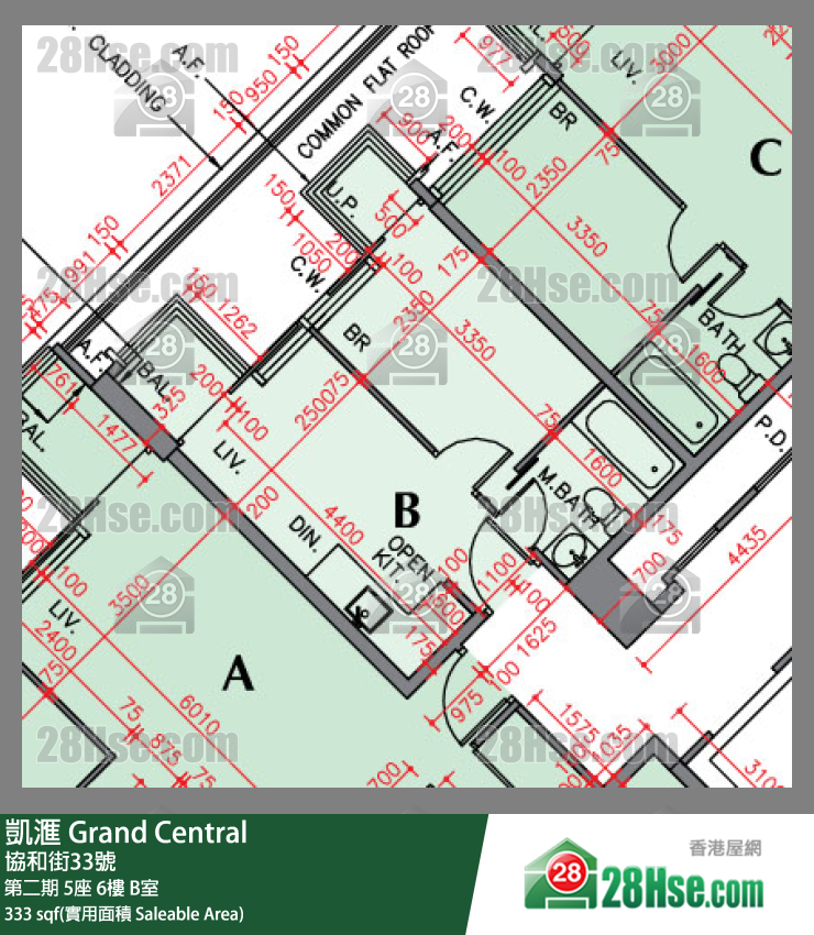 凱滙 第二期 5座 6樓 B室 平面圖