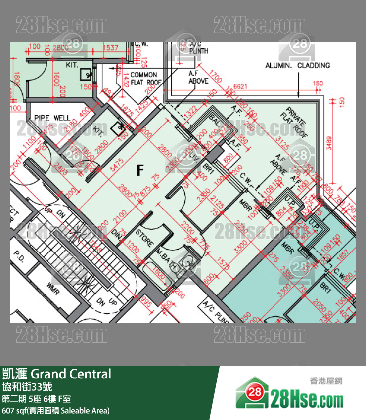 凱滙 第二期 5座 6樓 F室 平面圖
