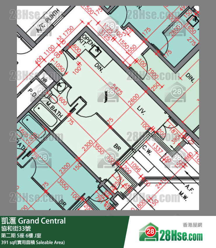 凱滙 第二期 5座 6樓 J室 平面圖