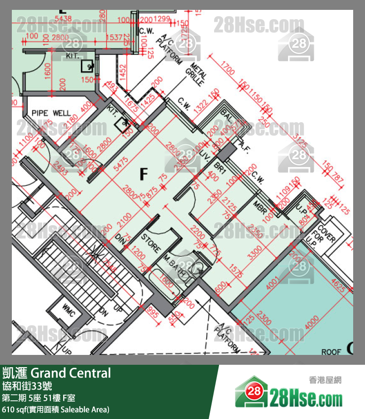 凱滙 第二期 5座 51樓 F室 平面圖