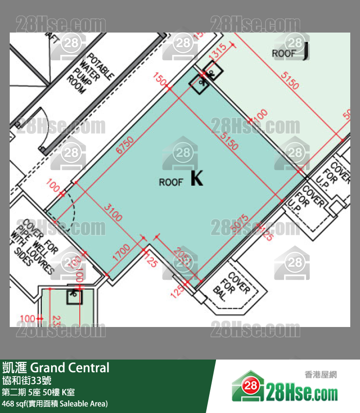 凱滙 第二期 5座 50樓 K室 平面圖