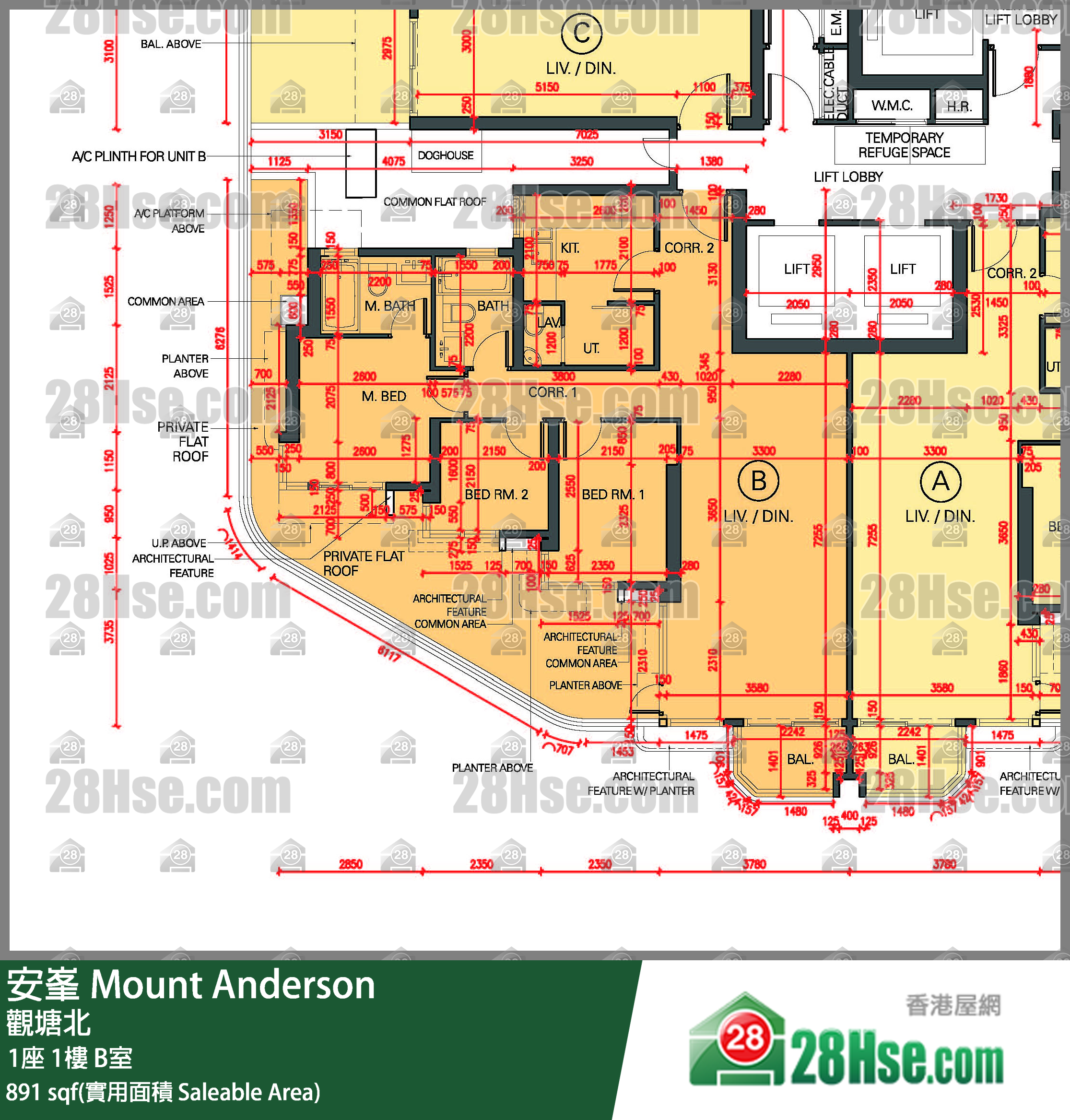 安峯 1座1樓 B室 平面圖