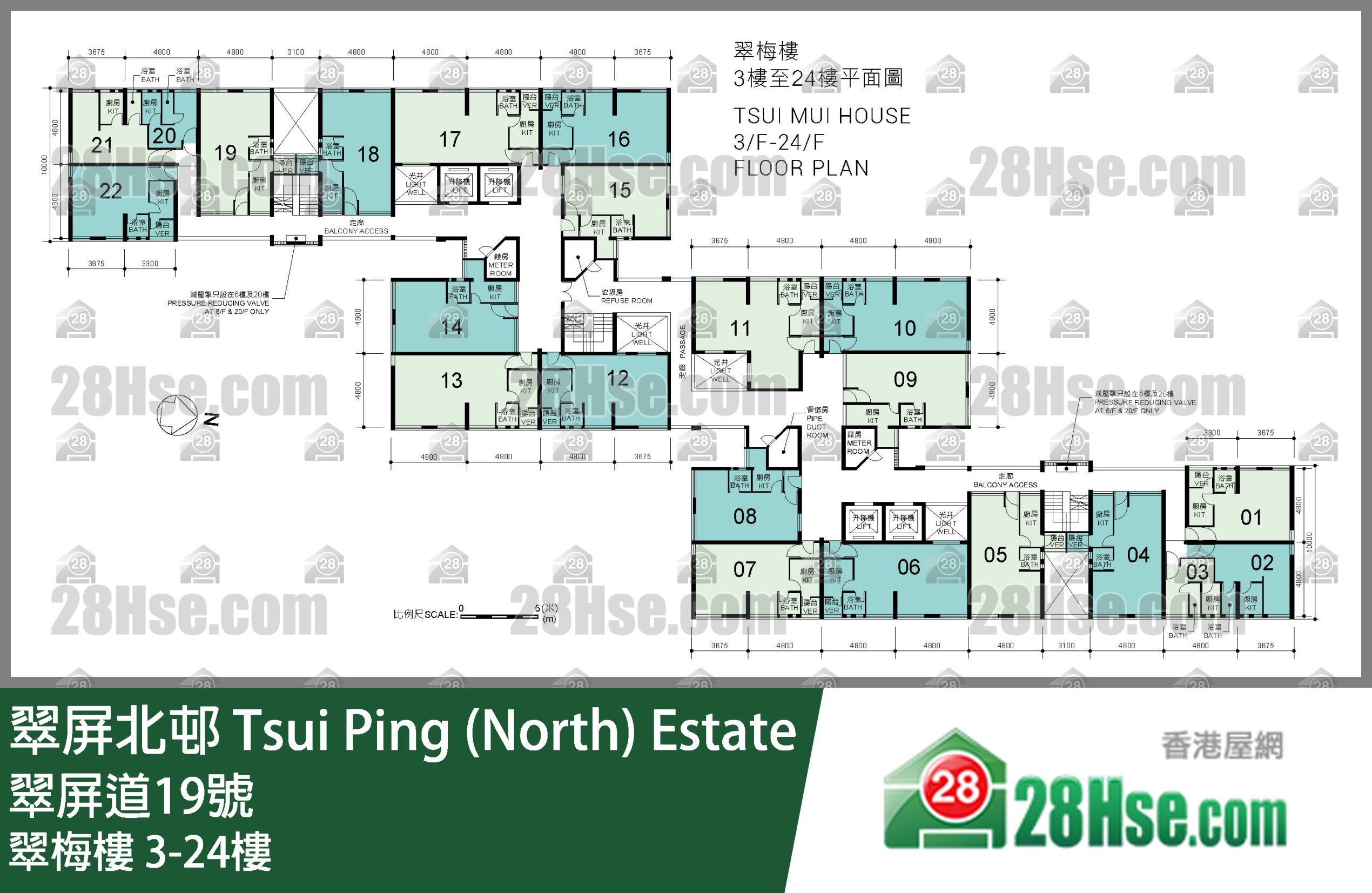 翠梅楼 3-24楼 平面图