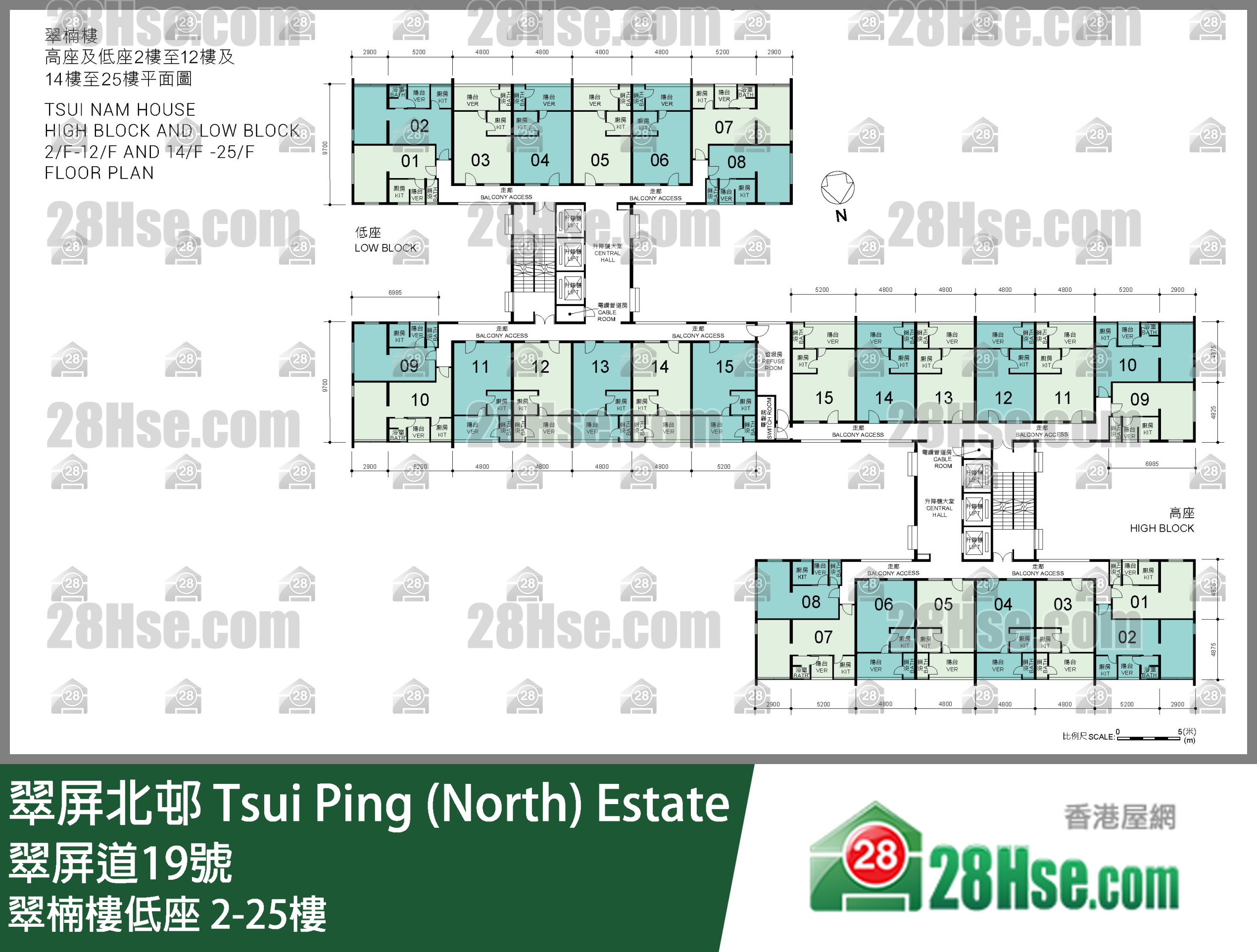 翠楠楼低座 2-25楼 平面图