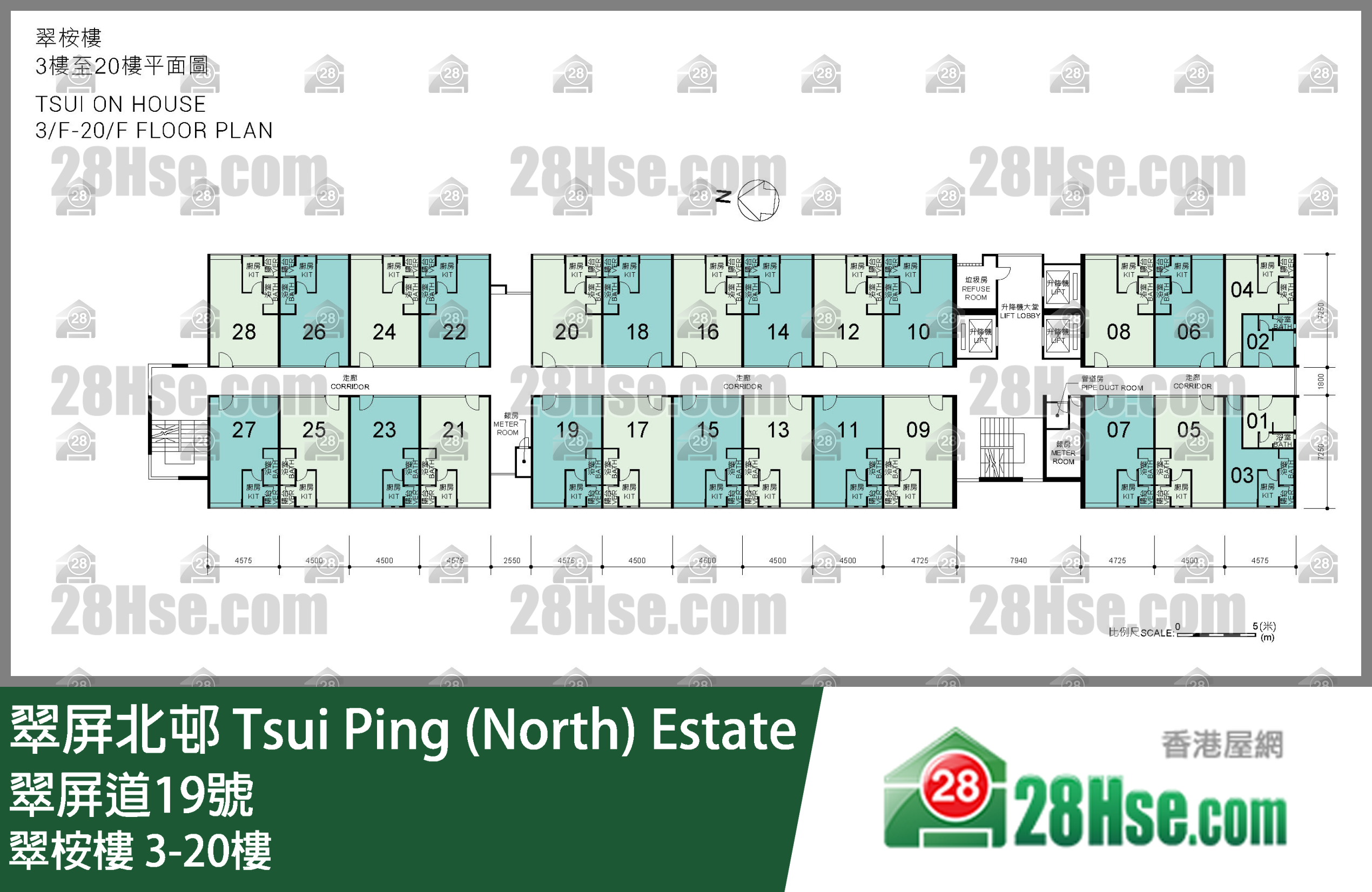 翠桉楼 3-20楼 平面图