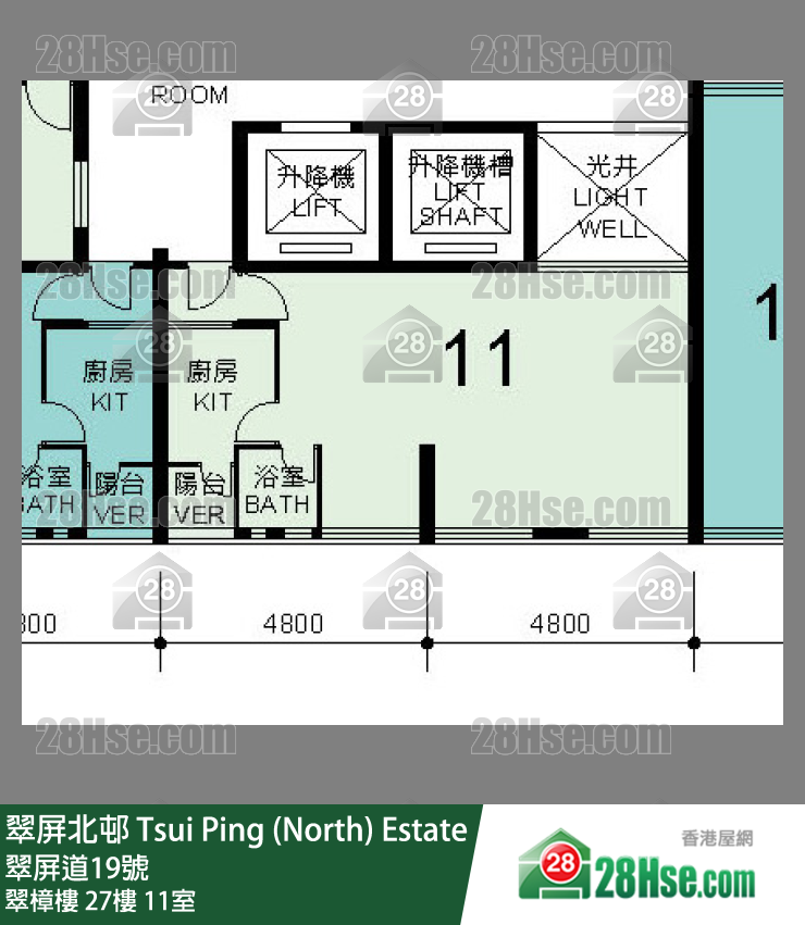 翠屏北邨 翠樟樓27樓 11室 平面圖
