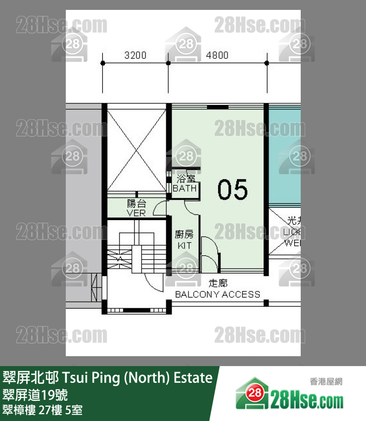 翠屏北邨 翠樟樓27樓 5室 平面圖