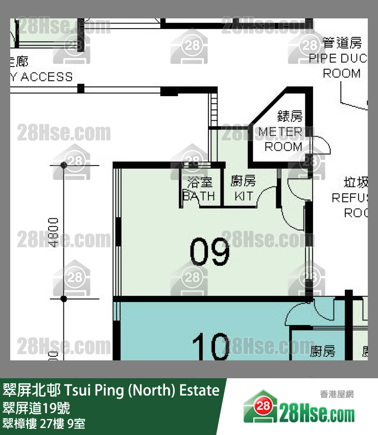 翠屏北邨 翠樟樓 27樓 9室 平面圖