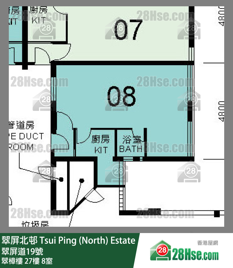 翠屏北邨 翠樟樓27樓 8室 平面圖