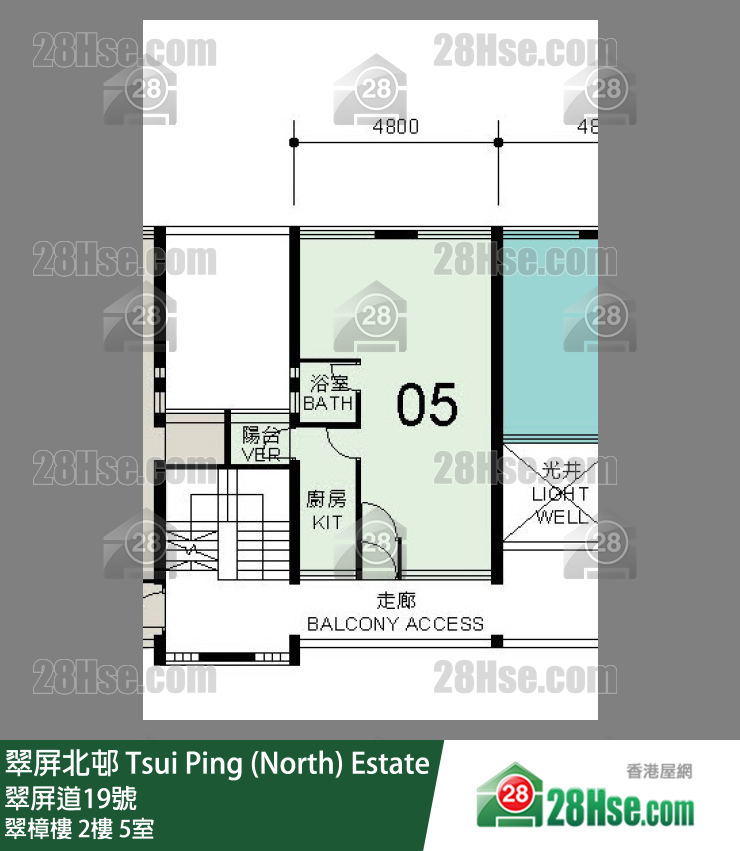 翠屏北邨 翠樟樓2樓 5室 平面圖