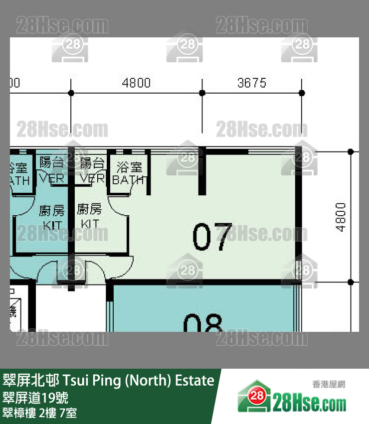 翠屏北邨 翠樟樓2樓 7室 平面圖