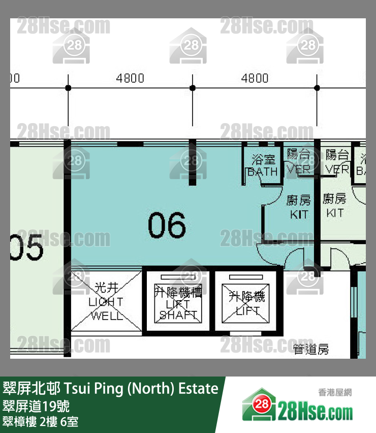 翠屏北邨 翠樟樓2樓 6室 平面圖