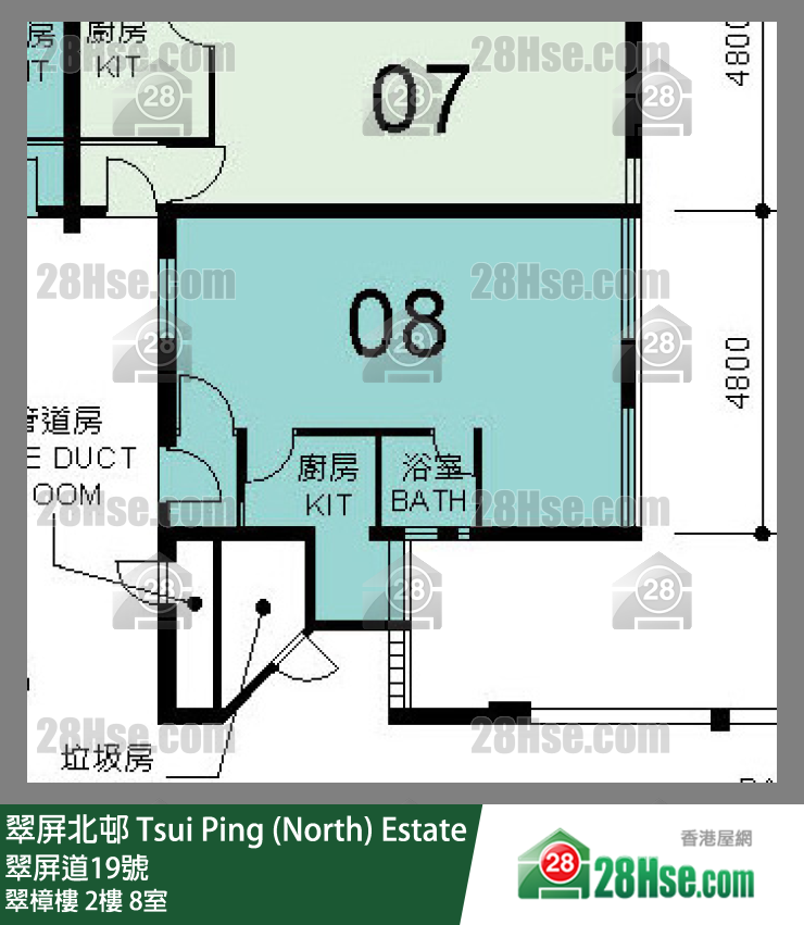 翠屏北邨 翠樟樓 2樓 8室 平面圖