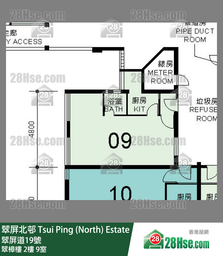 翠屏北邨 翠樟樓2樓 9室 平面圖