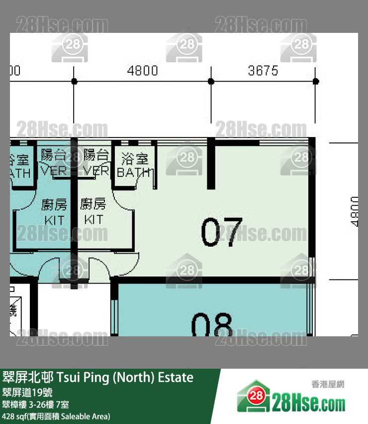 翠屏北邨 翠樟楼10楼 7室 平面图