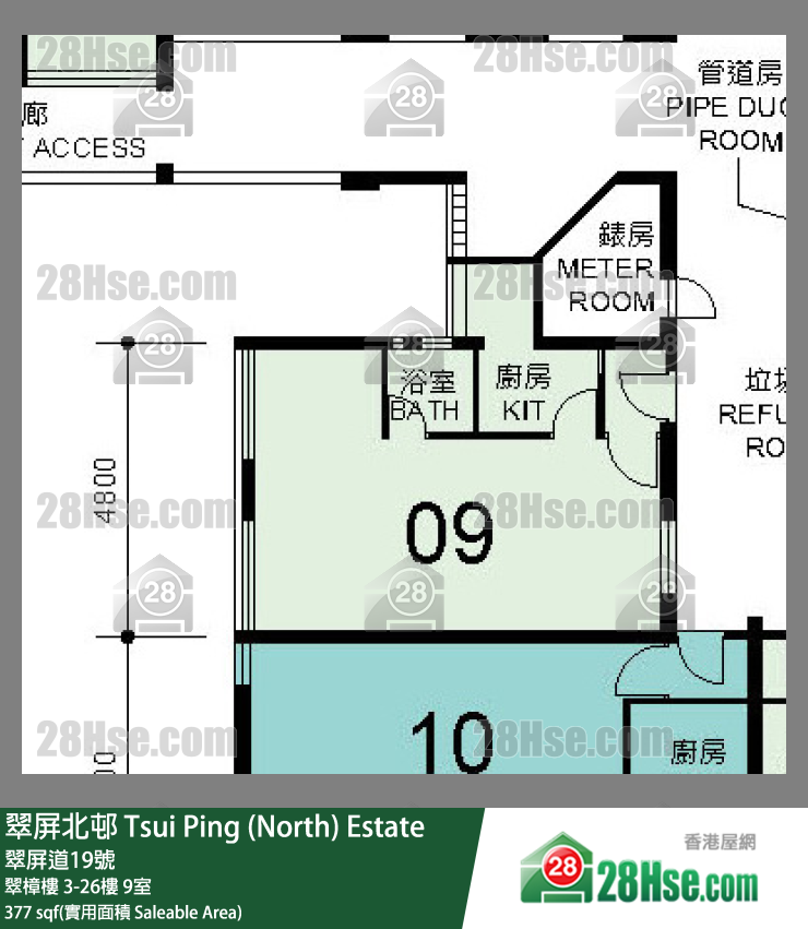 翠屏北邨 翠樟樓6樓 9室 平面圖