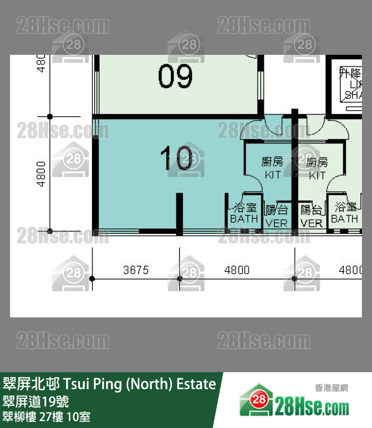翠屏北邨 翠柳樓27樓 10室 平面圖
