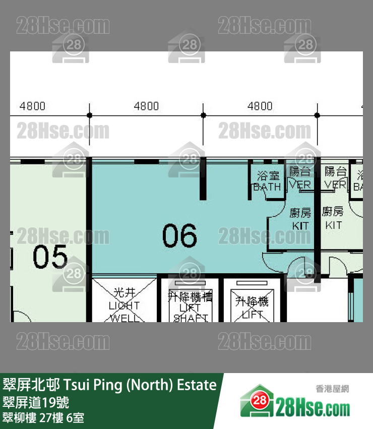 翠屏北邨 翠柳樓27樓 6室 平面圖