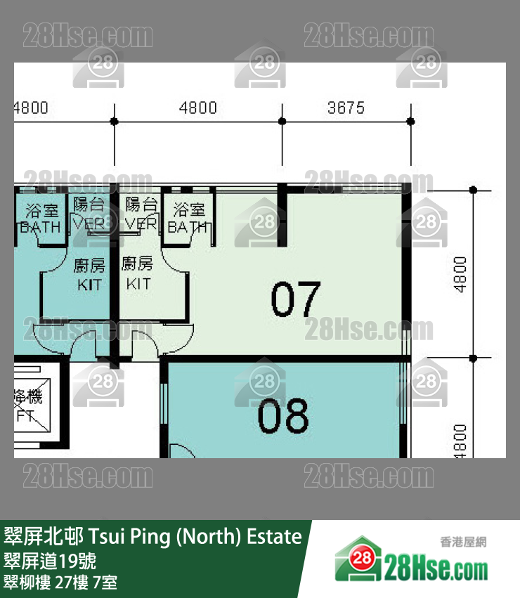 翠屏北邨 翠柳樓27樓 7室 平面圖