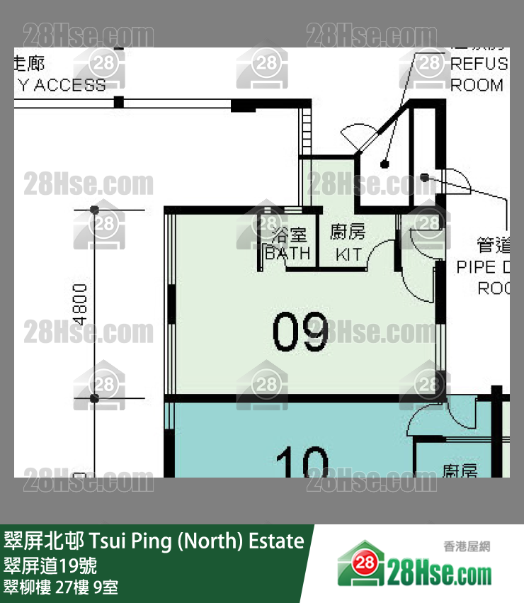 翠屏北邨 翠柳樓27樓 9室 平面圖