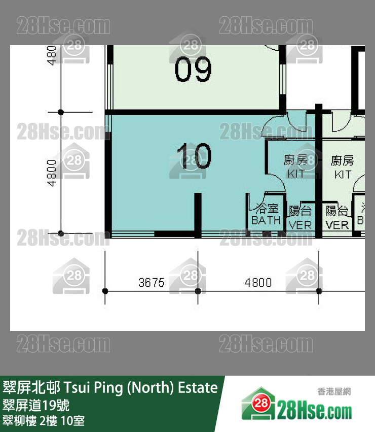 翠屏北邨 翠柳樓2樓 10室 平面圖