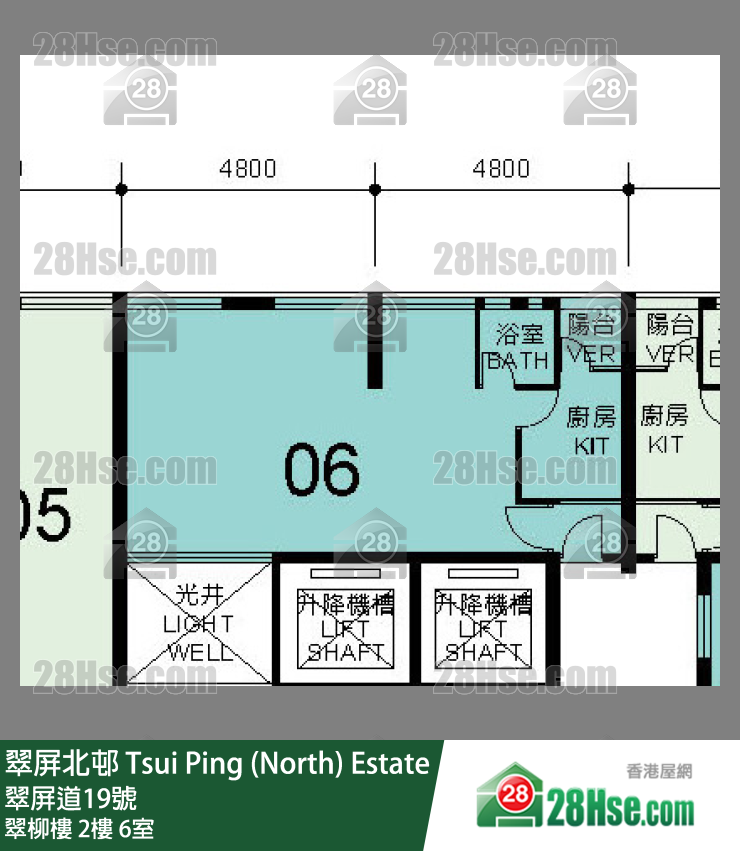 翠屏北邨 翠柳樓2樓 6室 平面圖