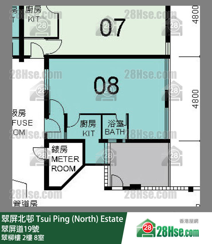 翠屏北邨 翠柳樓2樓 8室 平面圖