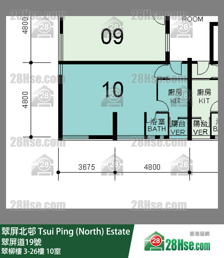 翠屏北邨 翠柳樓12樓 10室 平面圖