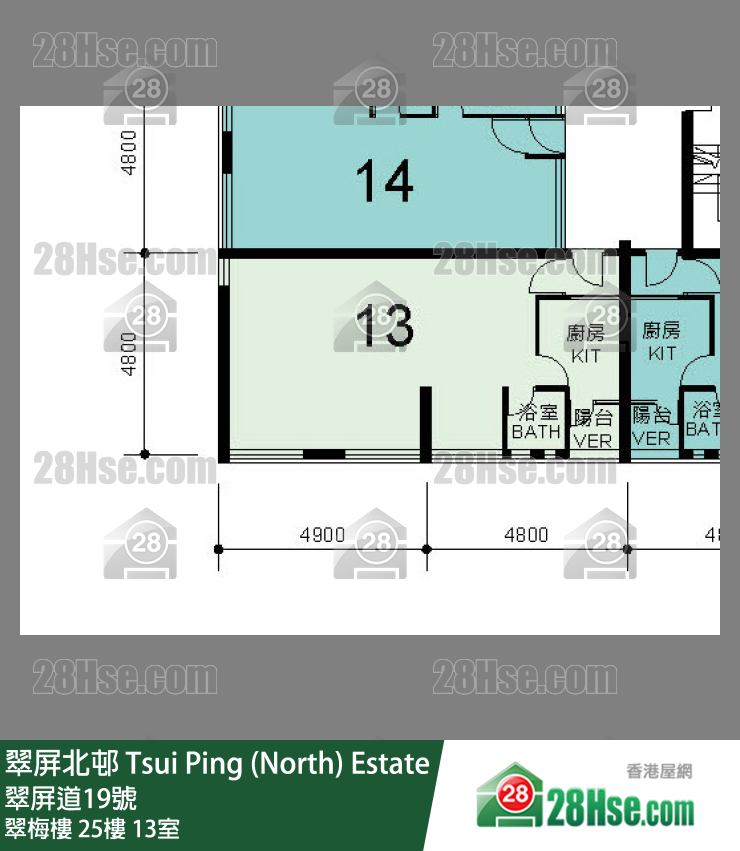 翠屏北邨 翠梅樓25樓 13室 平面圖