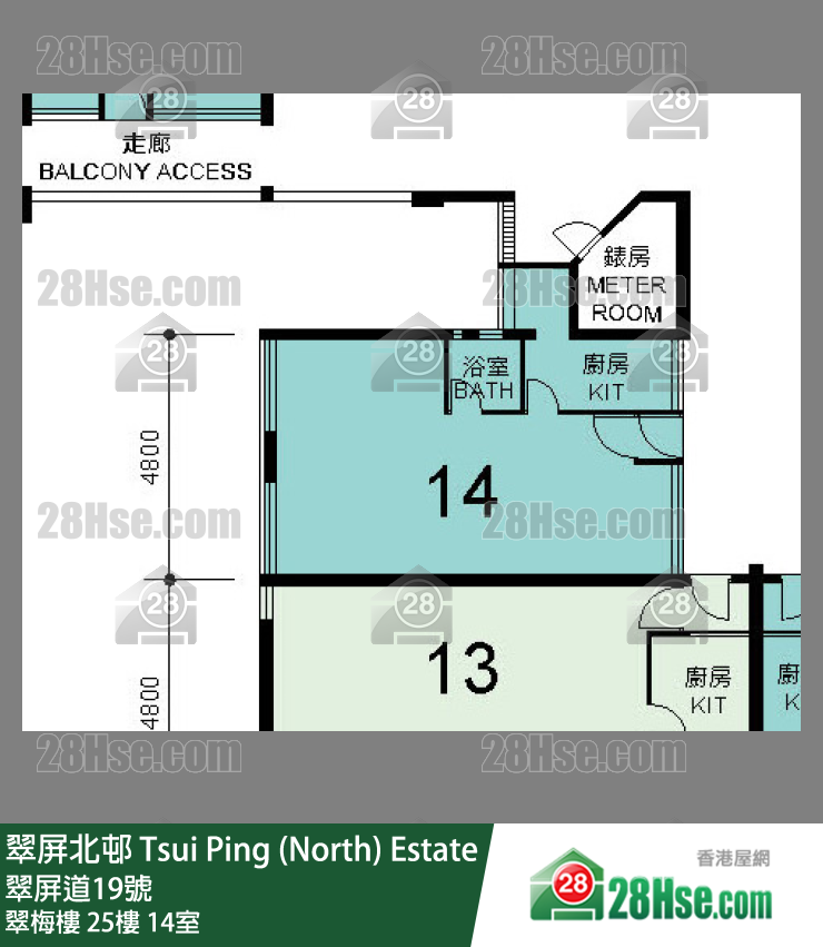 翠屏北邨 翠梅樓25樓 14室 平面圖