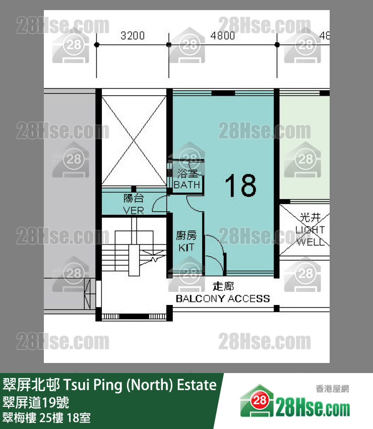 翠屏北邨 翠梅樓25樓 18室 平面圖
